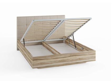 Кровать Сонум Vena Ясень Ориноко + Рогожка Льняная (с подъемным механизмом)